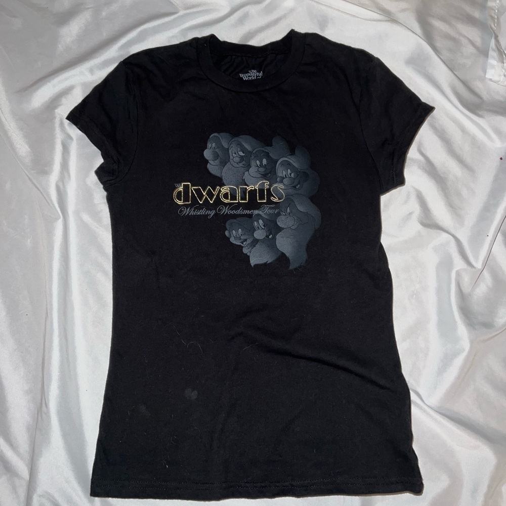 Ladies small tee disney dwarves whistling woodsmen tour front back concert